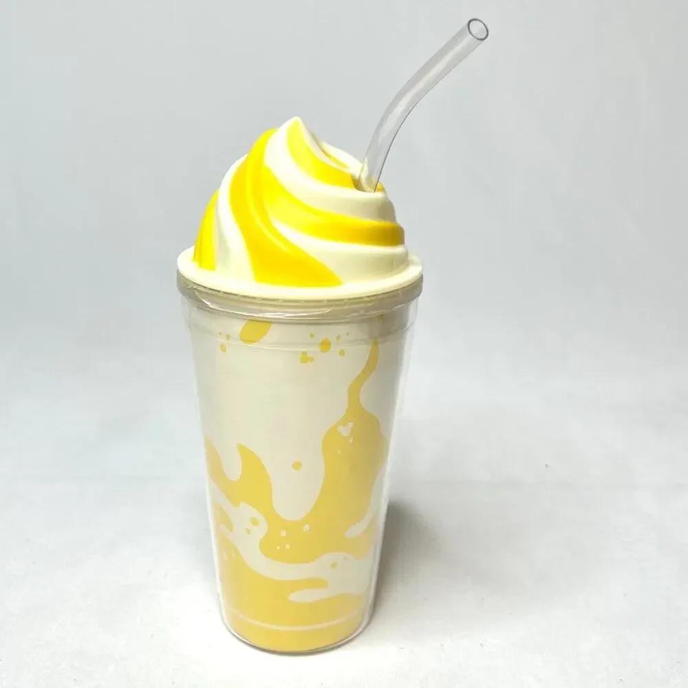 Disney Parks Dole Whip Plastic Drinking Cup With Straw
